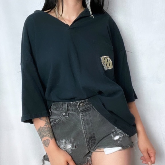 HARLEY DAVIDSON VINTAGE POCKET HENLEY TEE 2003